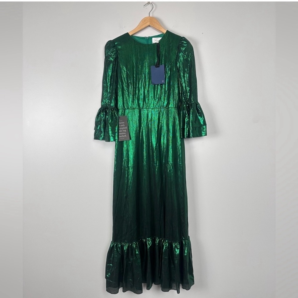 Pomander Place Emerald Crinkle Lurex Lilith Midi Dress XS NWT Holiday Party - Picture 7 of 11